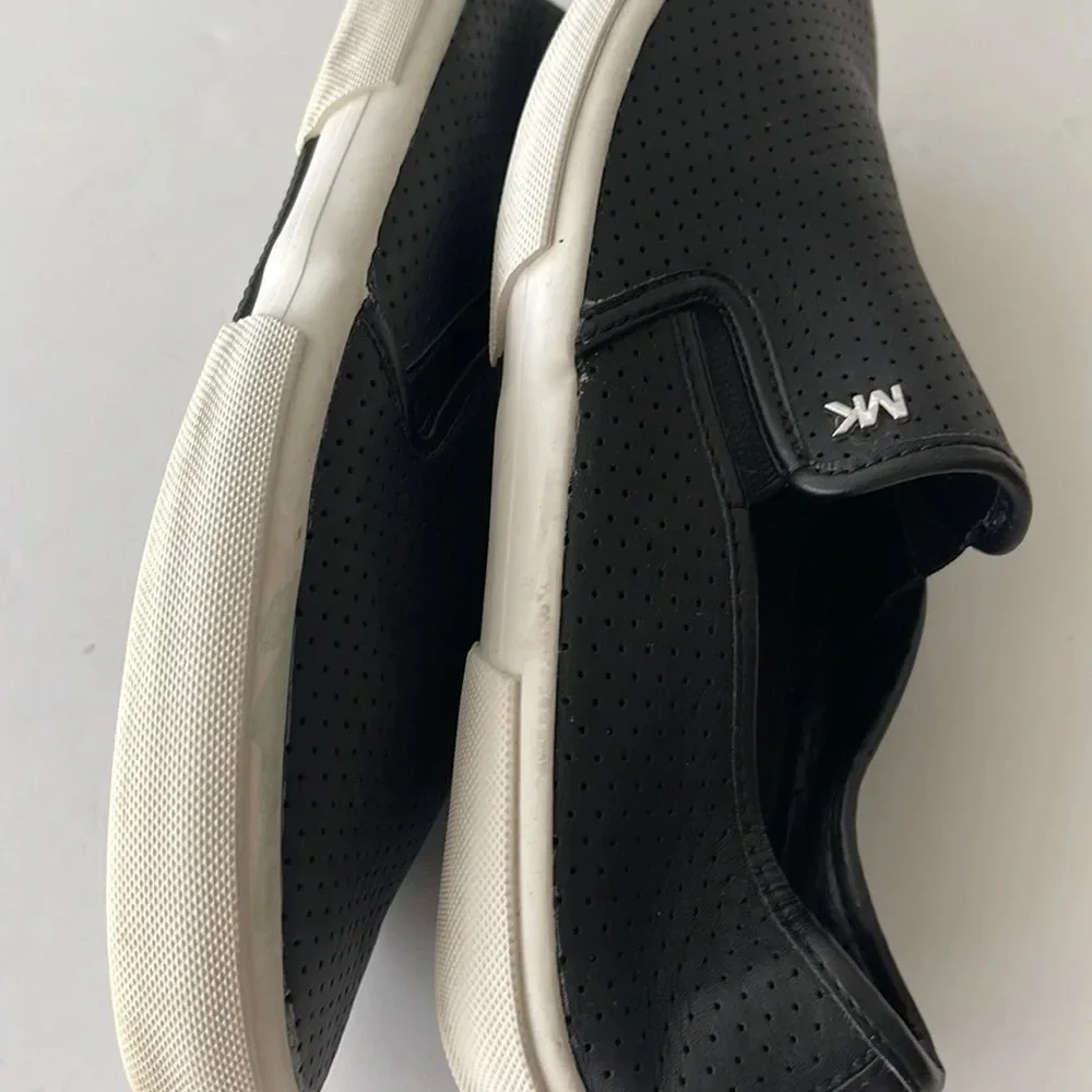 Michael Kors Black perforated slip on flats leather shoes size 6M